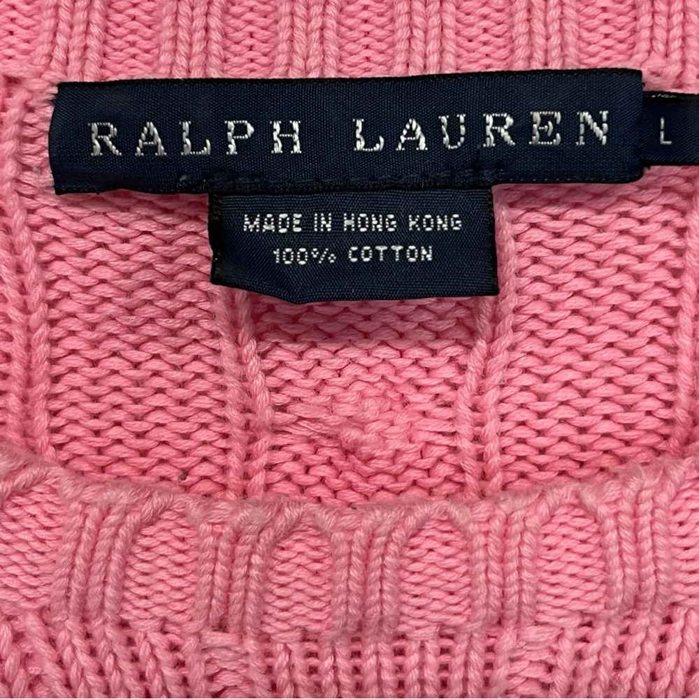 Ralph Lauren | Pink 100% Cotton Cable Knit‎ Sweater L - Picture 10 of 10